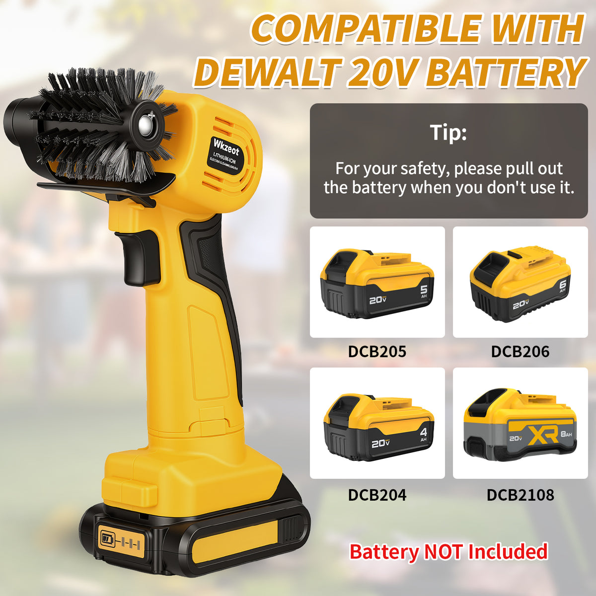 Cordless Electric Grill Brush Compatible With Dewalt 20V Battery(Tool Only), 4800RPM BBQ Grill Cleaner Built-in LED Light, Grill Cleaning for Outdoor Grill/Charcoal/Iron Grates Griddle/Barbecue Grates