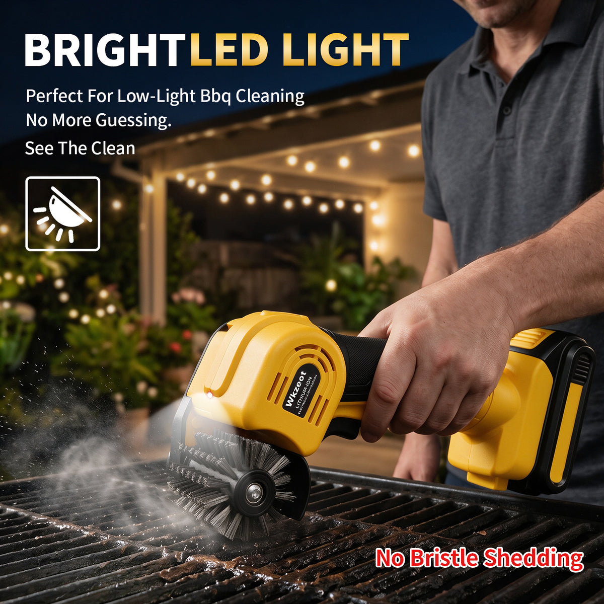 Cordless Electric Grill Brush Compatible With Dewalt 20V Battery(Tool Only), 4800RPM BBQ Grill Cleaner Built-in LED Light, Grill Cleaning for Outdoor Grill/Charcoal/Iron Grates Griddle/Barbecue Grates
