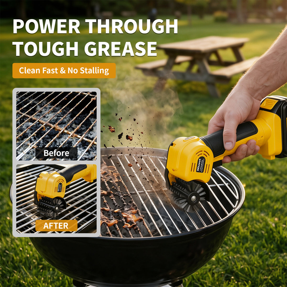Cordless Electric Grill Brush Compatible With Dewalt 20V Battery(Tool Only), 4800RPM BBQ Grill Cleaner Built-in LED Light, Grill Cleaning for Outdoor Grill/Charcoal/Iron Grates Griddle/Barbecue Grates
